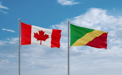 Congo and Canada flags, country relationship concept