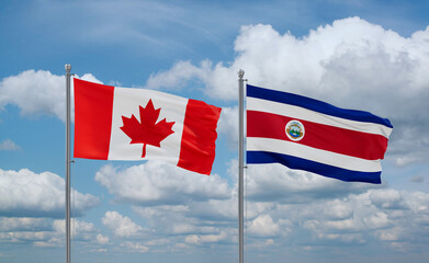 Costa Rico and Canada flags, country relationship concept