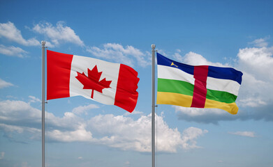 Central African Republic and Canada flags, country relationship concept