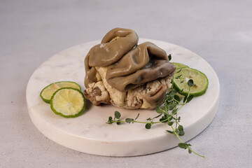 Boiled Cow Intestine or Usus Sapi Rebus.