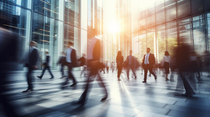 silhouettes of business people in modern city background