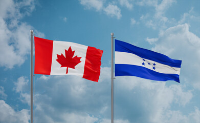 Honduras and Canada flags, country relationship concept