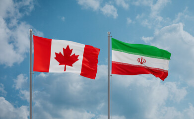 Iran and Canada flags, country relationship concept