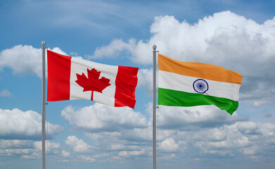 India and Canada flags, country relationship concept