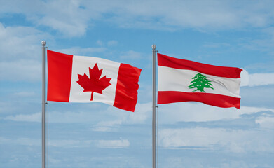 Lebanon and Canada flags, country relationship concept