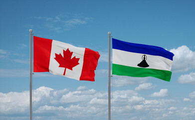 Lesotho and Canada flags, country relationship concept