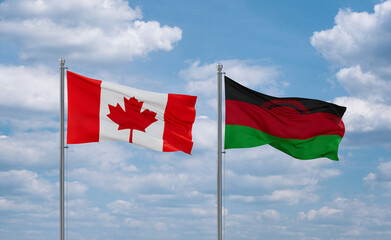 Malawi and Canada flags, country relationship concept