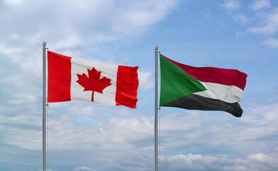 Sudan and Canada flags, country relationship concept