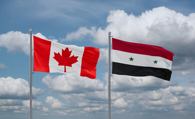 Syrian and Canada flags, country relationship concept