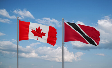 Trinidad and Tobago and Canada flags, country relationship concept