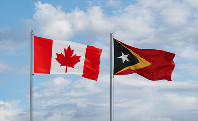 East Timor and Canada flags, country relationship concept