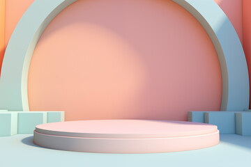 Abstract mock up scene pastel color. geometry shape