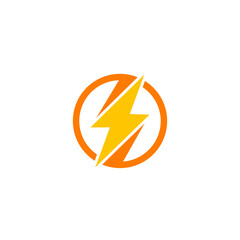 Thunder lightning logo icon isolated on transparent background