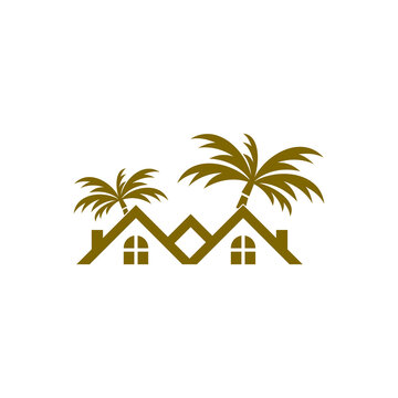 Beach house logo icon isolated on transparent background