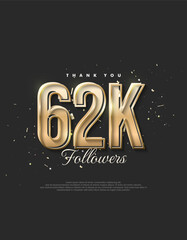 Luxury gold design saying 62k followers.