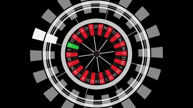 Graphic video of casino roulette wheel spinning