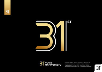 Golden 31st anniversary celebration logotype on black background