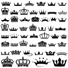 Set of 50 crown designs - obrazy, fototapety, plakaty