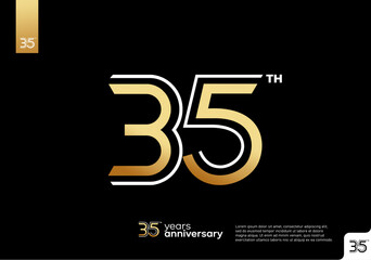 Golden 35th anniversary celebration logotype on black background
