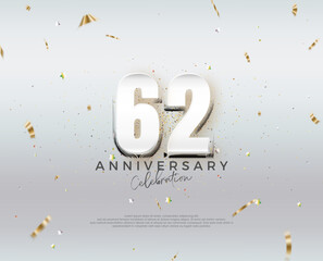 Modern 62nd anniversary design. Vector design premium editable. Premium vector for poster, banner, celebration greeting.