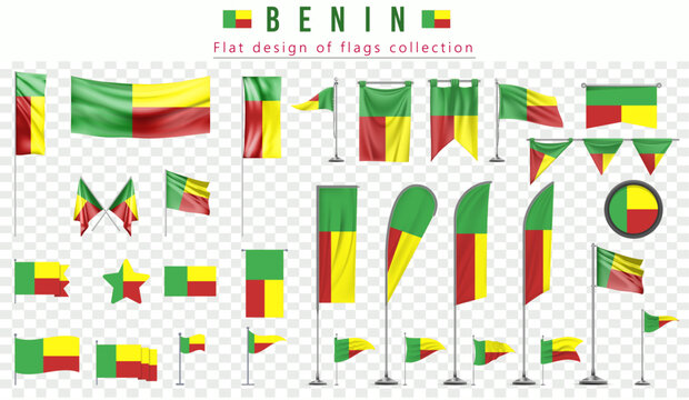 benin flags set, flat design of flags Collection
