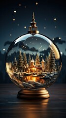 Fototapeta na wymiar Empty transparent christmas ball. Christmas snow globe. Generative AI