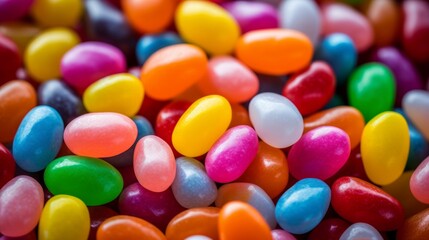 Fototapeta na wymiar A cascade of colorful jellybean candies