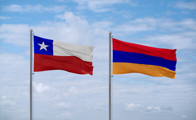 Armenia and Chile flags, country relationship concept