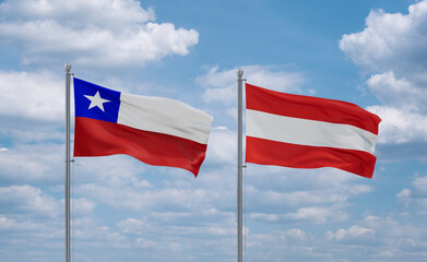 Austria and Chile flags, country relationship concept
