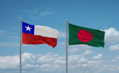 Bangladesh and Chile flags, country relationship concept