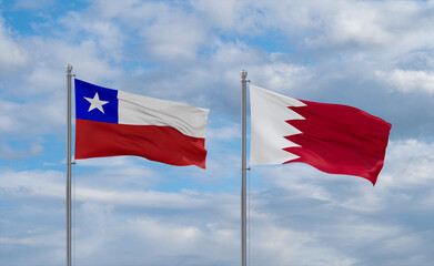 Bahrain and Chile flags, country relationship concept