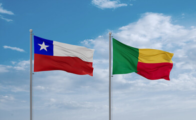 Benin and Chile flags, country relationship concept