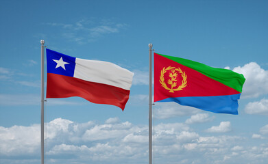 Eritrea and Chile flags, country relationship concept