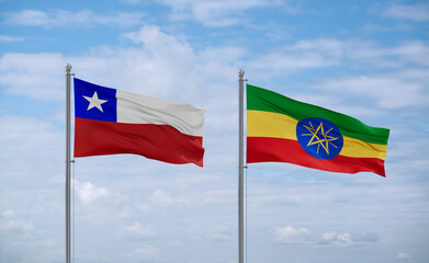 Ethiopia and Chile flags, country relationship concept