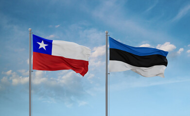 Estonia and Chile flags, country relationship concept