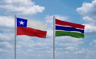 Gambia and Chile flags, country relationship concept