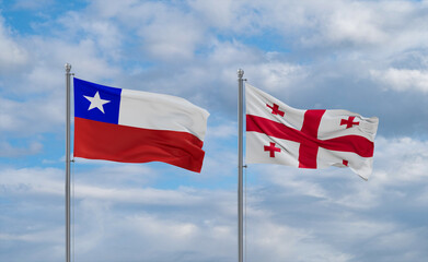 Georgia and Chile flags, country relationship concept