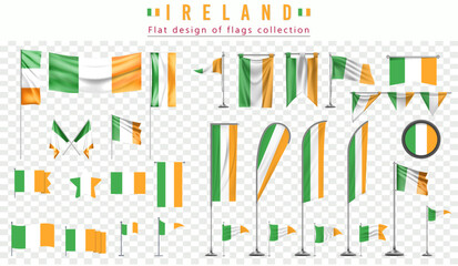 Ireland flags set, flat design of flags Collection