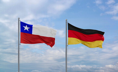 Germany and Chile flags, country relationship concept