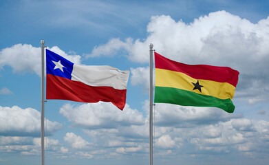 Ghana and Chile flags, country relationship concept
