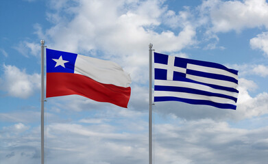 Greece and Chile flags, country relationship concept