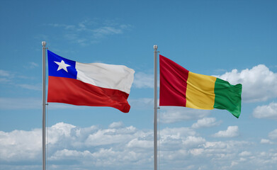 Guinea and Chile flags, country relationship concept