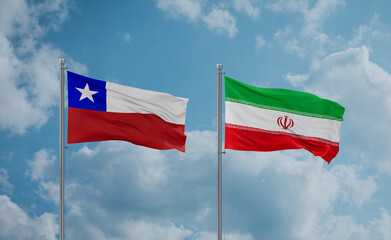 Iran and Chile flags, country relationship concept