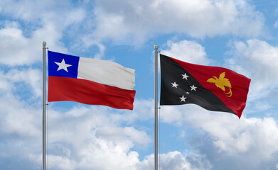 Papua New Guinea and Chile flags, country relationship concept