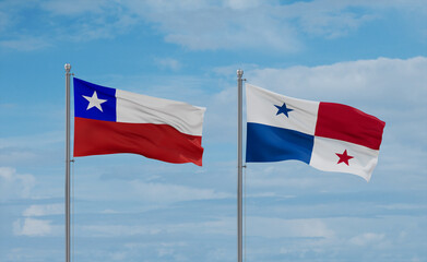 Panama and Chile flags, country relationship concept