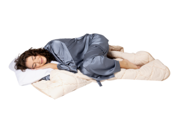 PNG girl with pillow isolated on white background.