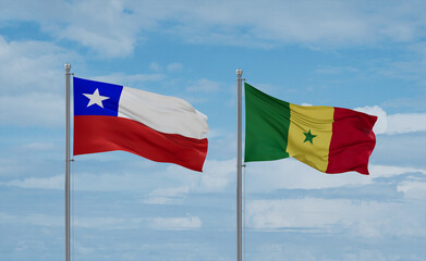 Senegal and Chile flags, country relationship concept