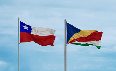 Seychelles and Chile flags, country relationship concept