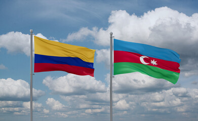 Azerbaijan and Colombia flags, country relationship concept