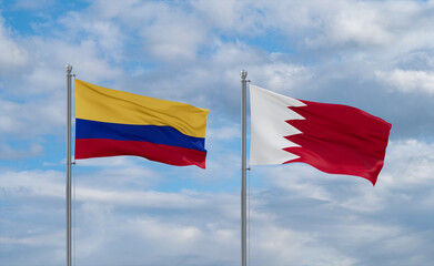 Bahrain and Colombia flags, country relationship concept
